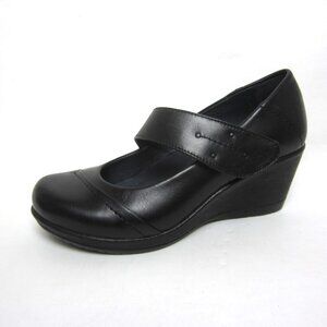 Dansko Ruby Black Wedge Mary Jane 36 US 5.5 6 Leather 2.5" Heel